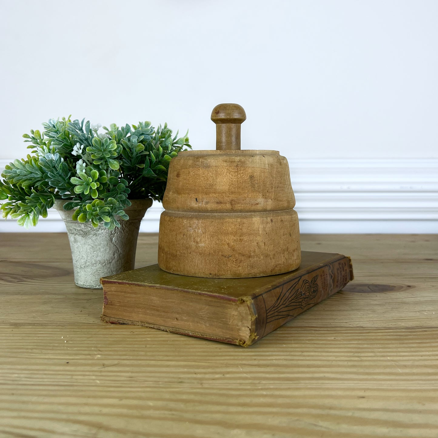 Extra-Large Antique Flower Butter Mold Press | Antique Butter Mold Press | Vintage Butter Stamp Press | Primitive Farmhouse Kitchen Baking Tools