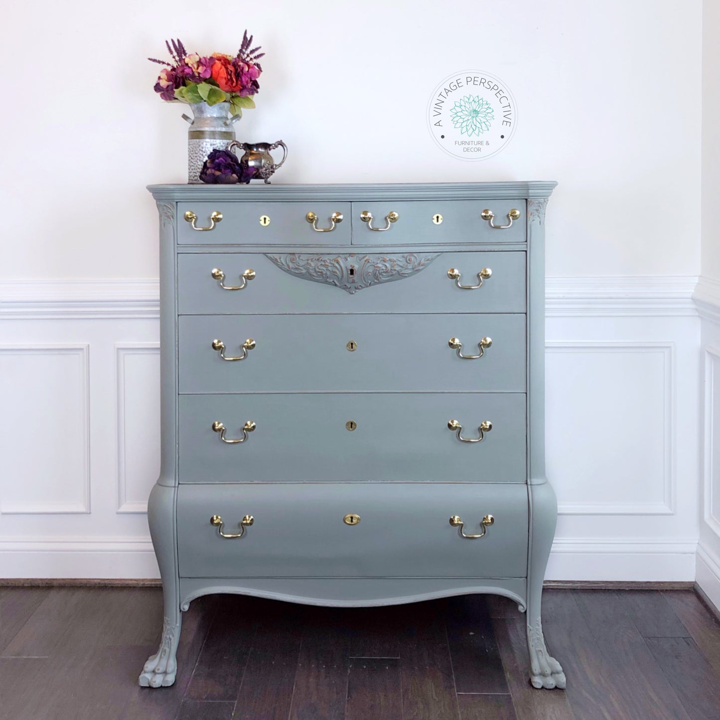 Romantic French Dresser | Antique Dresser | Antique Bureau | Vintage Chest of Drawers | Tall Vintage Dresser | Farmhouse Dresser