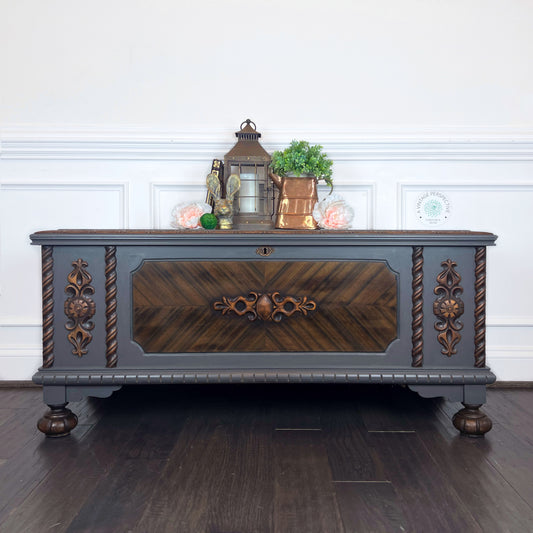 Antique Cedar Chest | Storage Chest | Vintage Cedar Chest | Vintage Wooden Trunk | Painted Chest | Blanket Chest | Hope Chest