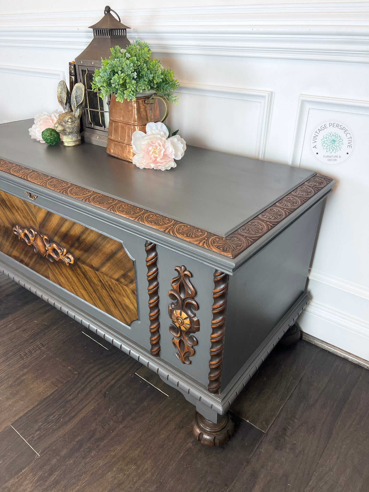 Antique Cedar Chest | Storage Chest | Vintage Cedar Chest | Vintage Wooden Trunk | Painted Chest | Blanket Chest | Hope Chest