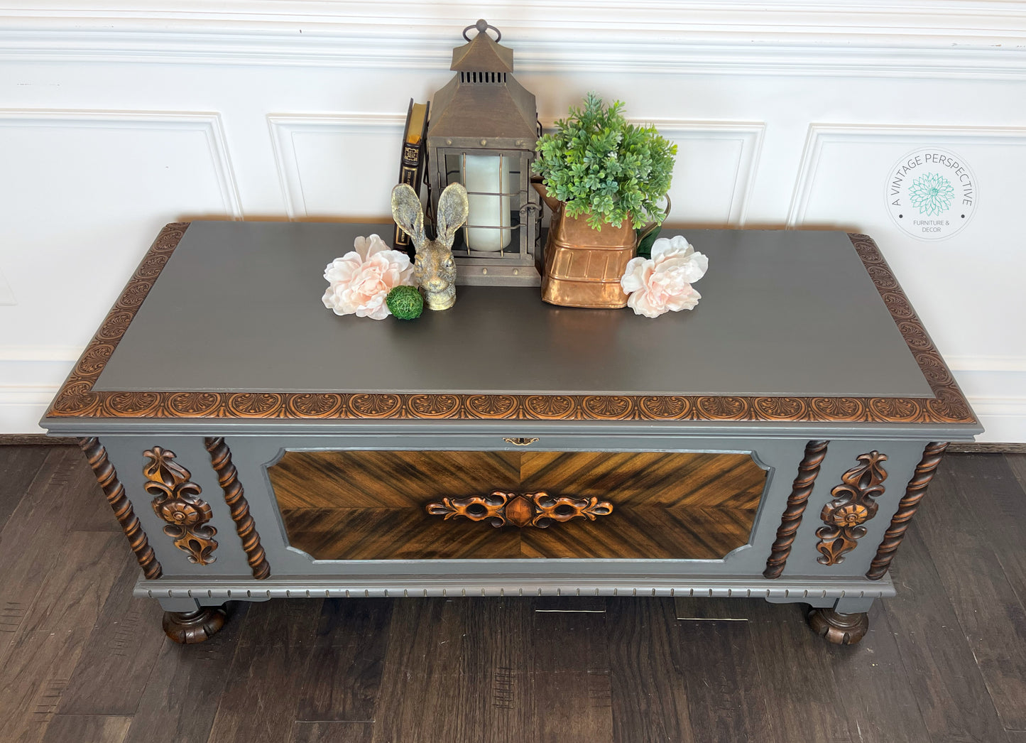 Antique Cedar Chest | Storage Chest | Vintage Cedar Chest | Vintage Wooden Trunk | Painted Chest | Blanket Chest | Hope Chest