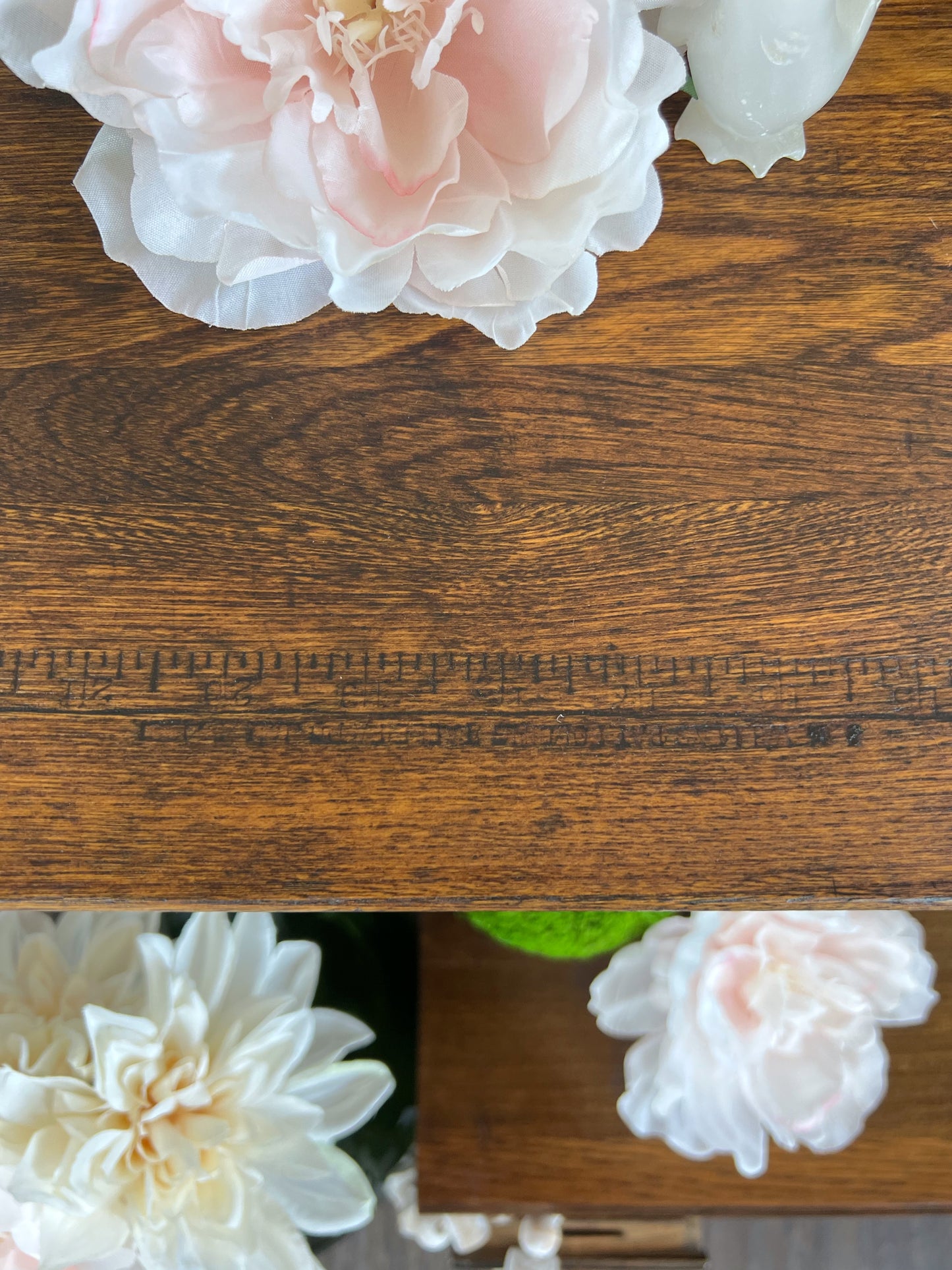 1800s Oak Sewing Table with Ruler | Vintage Oak Folding Sewing Table | Antique Wooden Sewing Table | Antique Folding Tailor's Table