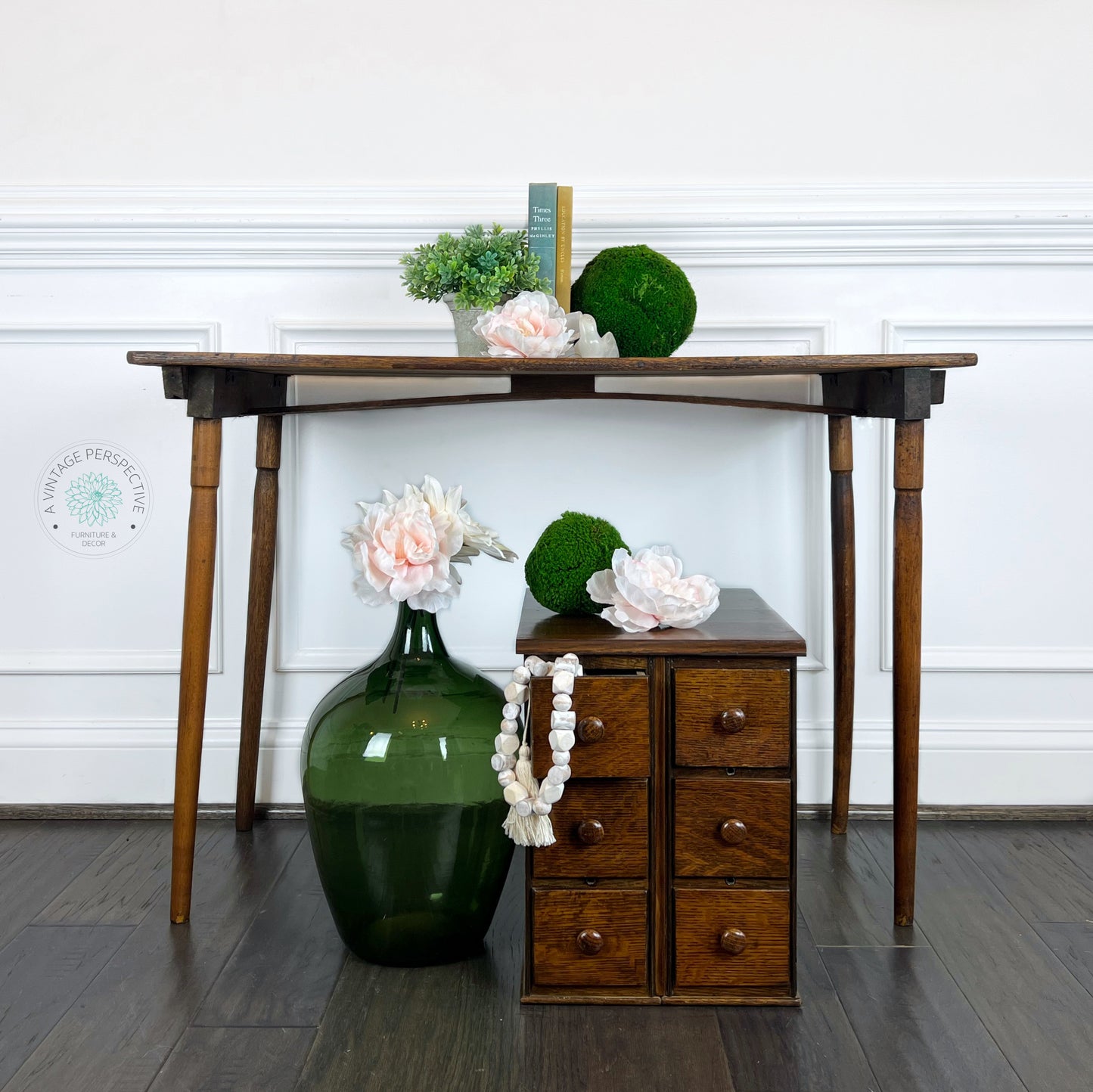 1800s Oak Sewing Table with Ruler | Vintage Oak Folding Sewing Table | Antique Wooden Sewing Table | Antique Folding Tailor's Table