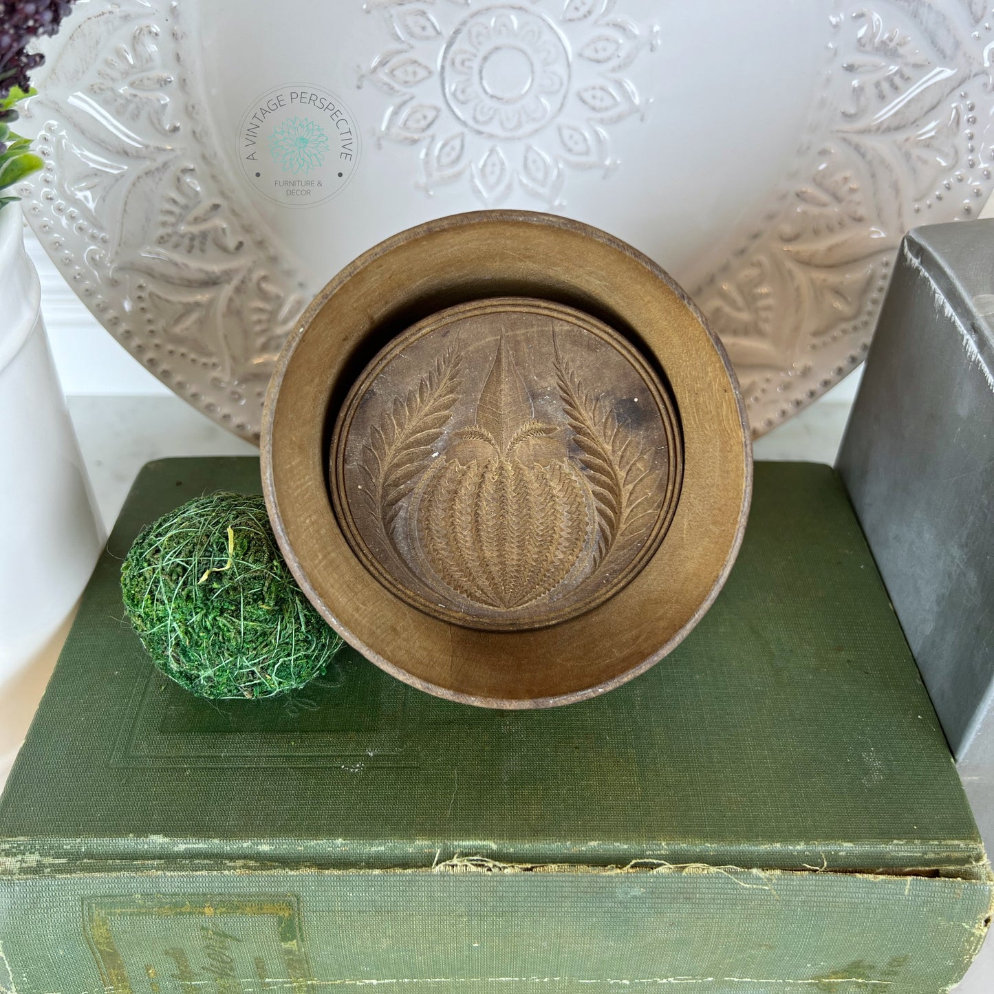 1800s Pineapple Butter Mold Press | Antique Butter Mold Press | Vintage Butter Stamp Press | Primitive Farmhouse Kitchen Baking Tools