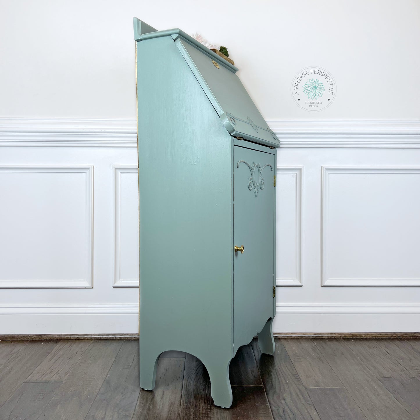 Antique Sheet Music Cabinet | Vintage Victorian Secretary Desk | Small Romantic At Home Desk | French Country Desk | Painted Farmhouse Desk