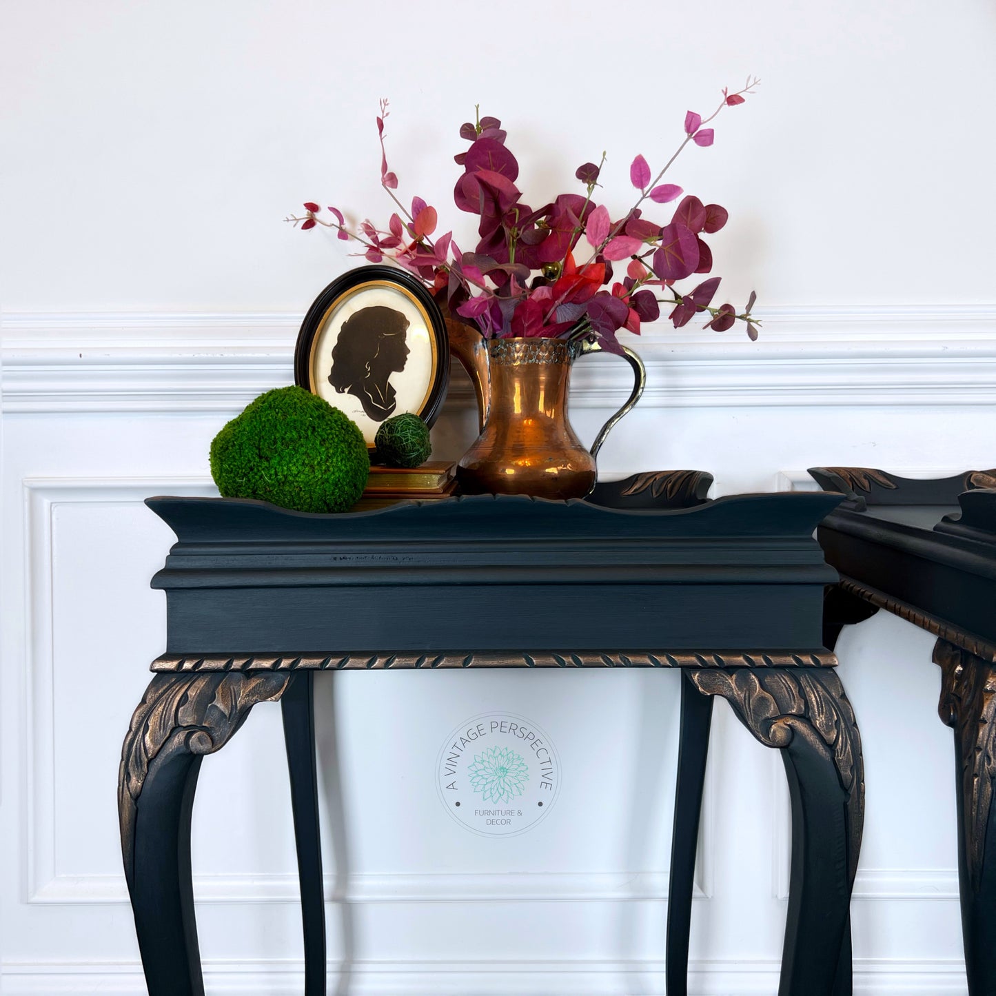 Vintage Chippendale Accent Tables | Gilded Dark Academia End Tables | Ball and Claw Feet Side Tables | Antique-Inspired Moody Accent Tables