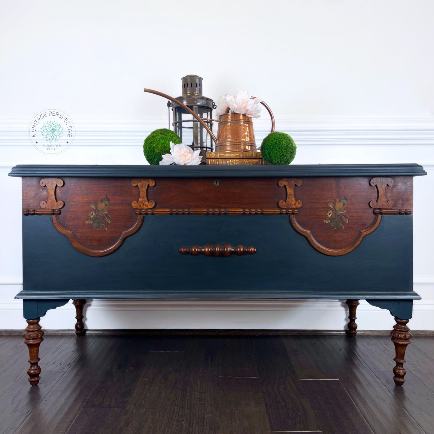 Tall Antique Cedar Chest | Storage Chest | Vintage Cedar Chest | Vintage Wooden Trunk | Painted Chest | Blanket Chest | Hope Chest