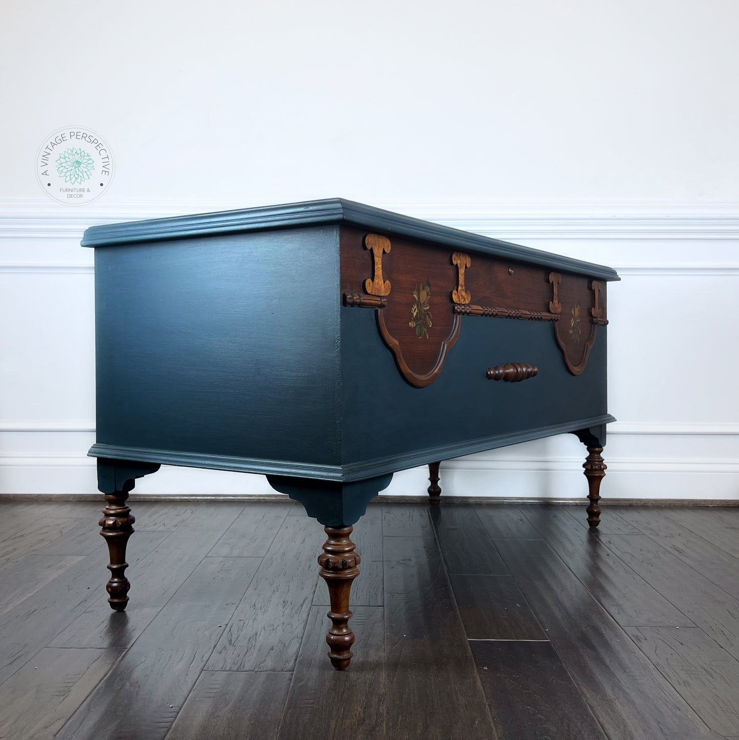 Tall Antique Cedar Chest | Storage Chest | Vintage Cedar Chest | Vintage Wooden Trunk | Painted Chest | Blanket Chest | Hope Chest