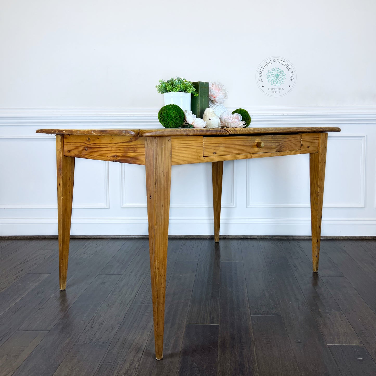 Early American Pennsylvania Barnwood Table | Antique Dining Table | Vintage Kitchen Table | Raw Wood Breakfast Table | Raw Wood Table