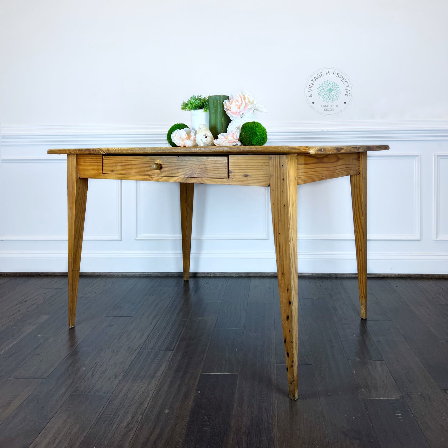 Early American Pennsylvania Barnwood Table | Antique Dining Table | Vintage Kitchen Table | Raw Wood Breakfast Table | Raw Wood Table
