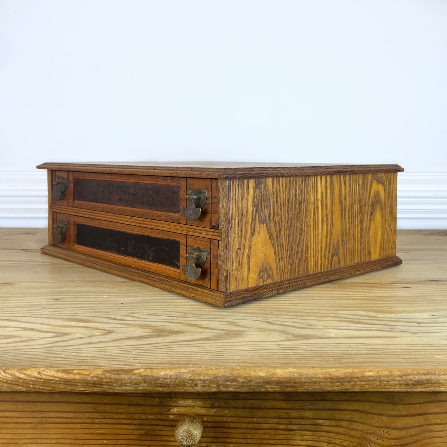 Antique J. & P. Coats Oak Spool Cabinet | Antique Spool Cabinet Drawers | Antique Apothecary Drawers | Vintage Spool Cabinet | Rustic Tabletop Cabinet