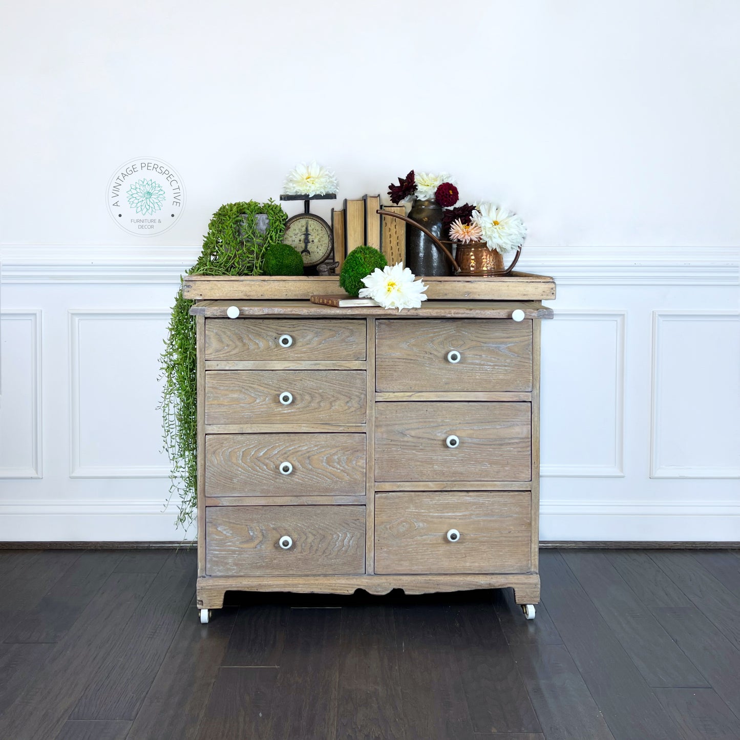 Antique Handmade Dry Sink | Antique Zinc-Lined Dry Sink | Industrial Chest of Drawers | Rustic Apothecary Cabinet | Antique Handmade Potting Table