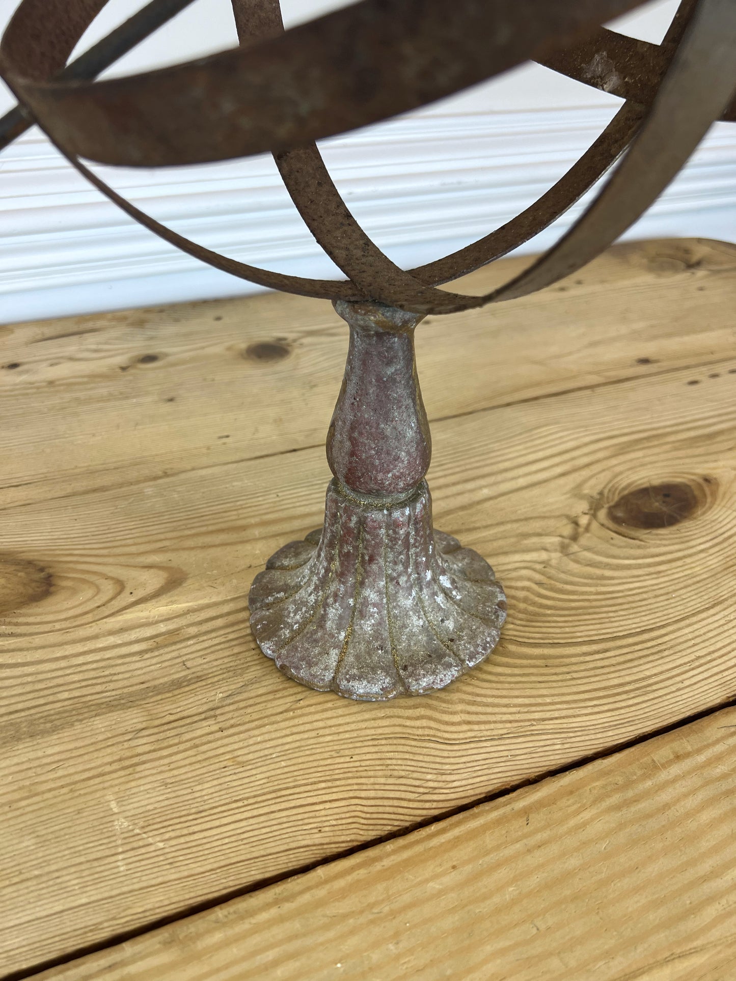 Vintage Wrought Iron Garden Armillary Sundial | French Country Metal Sundial | Wrought Iron Garden Ornament Statue