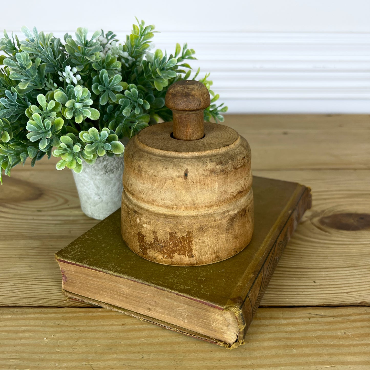 Large Antique Flower Butter Mold Press | Antique Butter Mold Press | Vintage Butter Stamp Press | Primitive Farmhouse Kitchen Baking Tools
