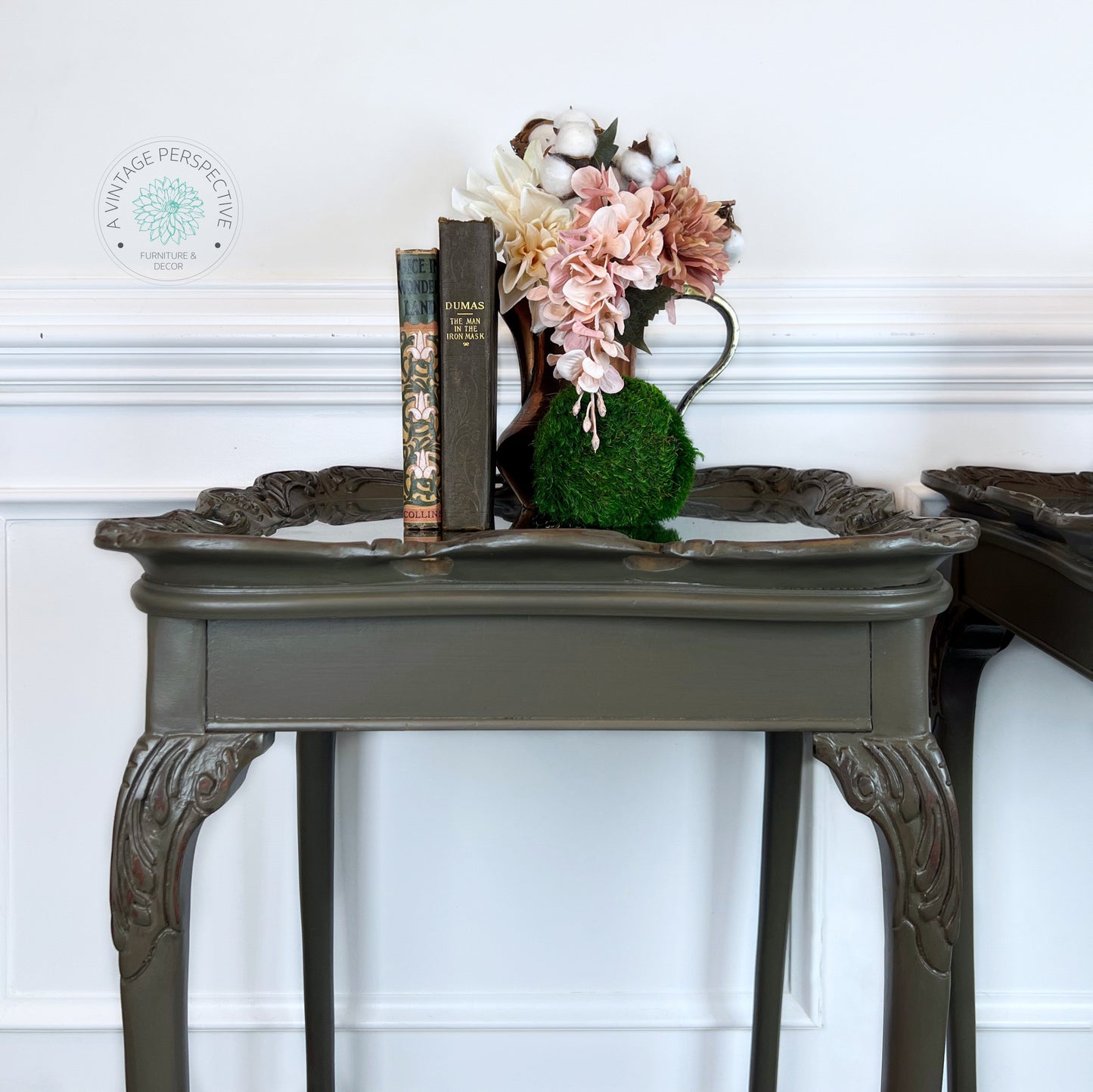 Set of Two Vintage French Provincial End Tables | French Country End Tables | French Antique Carved Nightstand Tables