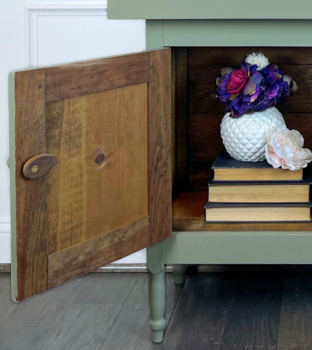Sage Green Vintage Washstand | Green Painted Vintage Dry Sink | Farmhouse Cabinet with Storage | Antique Cabinet | Vintage Cabinet