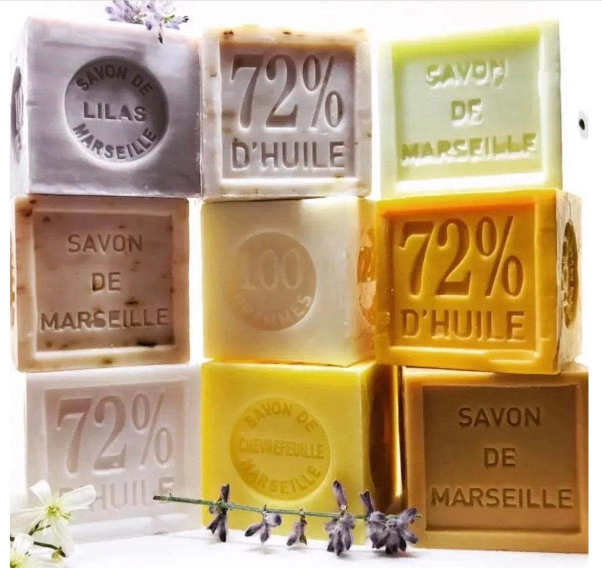 Savon de Marseille Large Soap Cube | Jasmine Soap | English Lavender Soap | Honey French Soap | Natural Soap | Gentle Handcrafted Soap