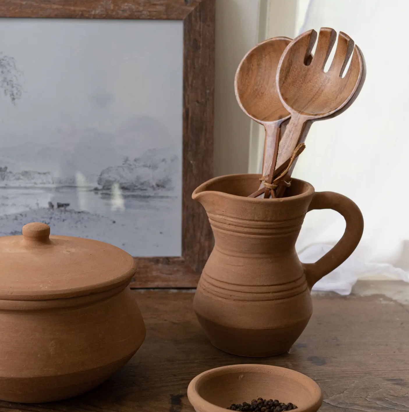 Boho Terracotta Pitcher | Rustic Hand Thrown Terracotta Pitcher | Handmade Clay Vase | Farmhouse Tablescape | Rustic Flower Vase Pitcher