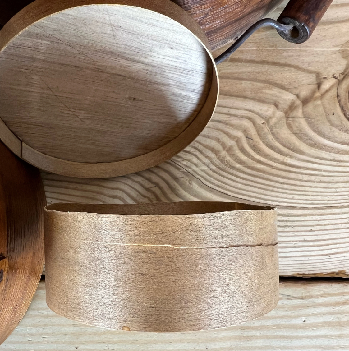 Set of Primitive Bentwood Pantry Boxes | Pantry Dry Goods Bin | Bentwood Pantry Box With Wooden Bail Handle | Antique Americana Pantry Boxes
