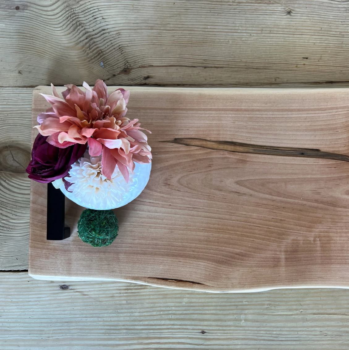 Handmade Live Edge Spalted Maple Serving Tray | Serving Board with Handles | Charcuterie Board | Cheese Board | Unique Handmade Gift