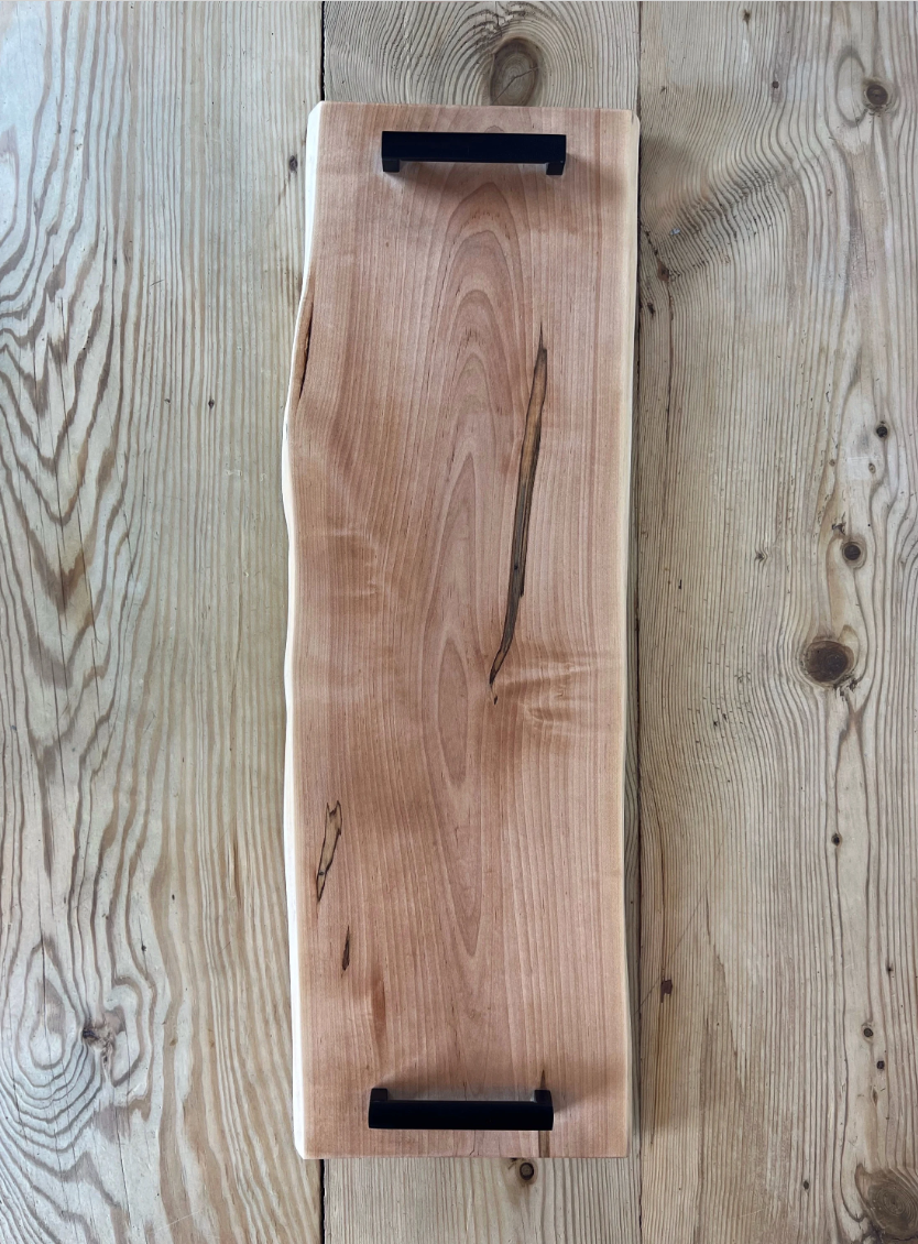 Handmade Live Edge Spalted Maple Serving Tray | Serving Board with Handles | Charcuterie Board | Cheese Board | Unique Handmade Gift
