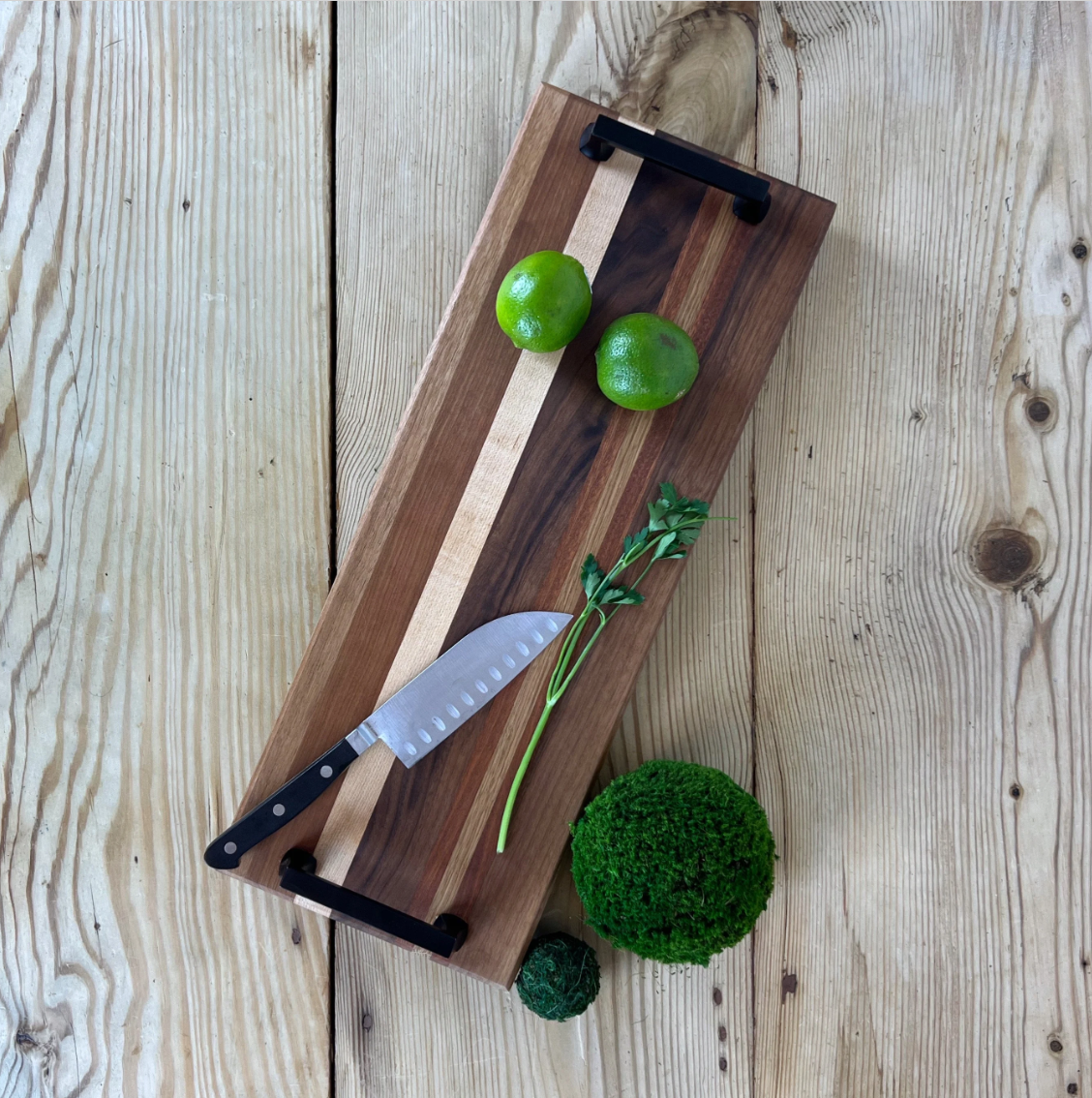 Handmade Wood Cutting Board | Serving Tray with Handles | Vintage Serving Board | Charcuterie Board | Handmade Cheese Board | Vintage Gift