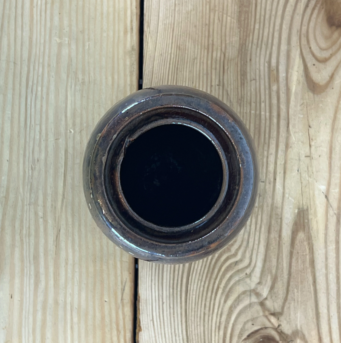 Dark Brown Antique Handmade Double Lip Canning Crock | Farmhouse Stoneware Vase l Primitive Pickling Crock | Primitive Farmhouse Antiques