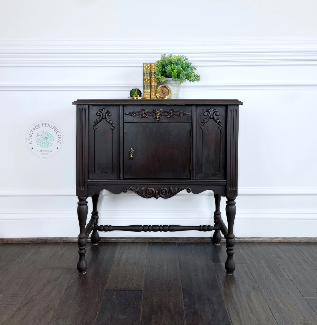 Antique Blackwash Library Table | Chippy Side Table | Mahogany Blackwash Parlor Table | French Country Table | Vintage Side Table Inactive