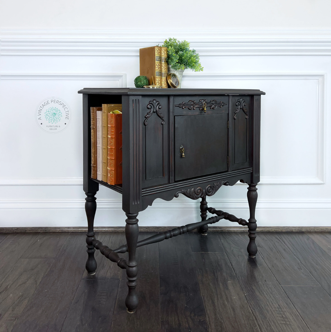 Antique Blackwash Library Table | Chippy Side Table | Mahogany Blackwash Parlor Table | French Country Table | Vintage Side Table Inactive