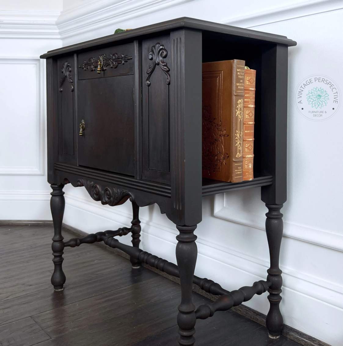 Antique Blackwash Library Table | Chippy Side Table | Mahogany Blackwash Parlor Table | French Country Table | Vintage Side Table Inactive
