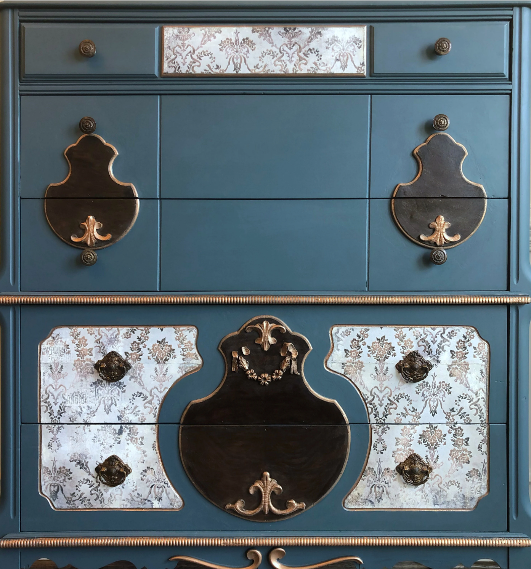 French Country Dresser | Shabby Chic Dresser | Vintage Chest of Drawers | Painted Tall Dresser | Blue Dresser | Antique Dresser