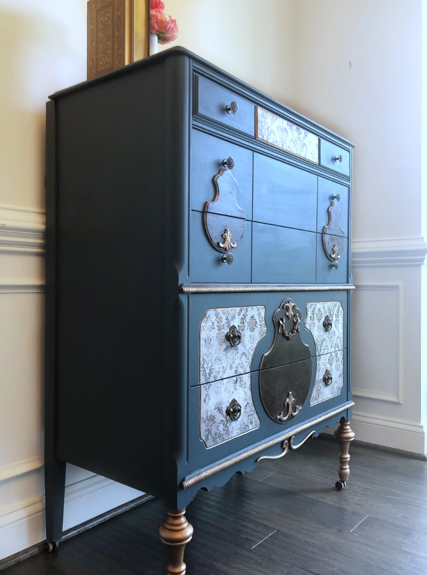 French Country Dresser | Shabby Chic Dresser | Vintage Chest of Drawers | Painted Tall Dresser | Blue Dresser | Antique Dresser
