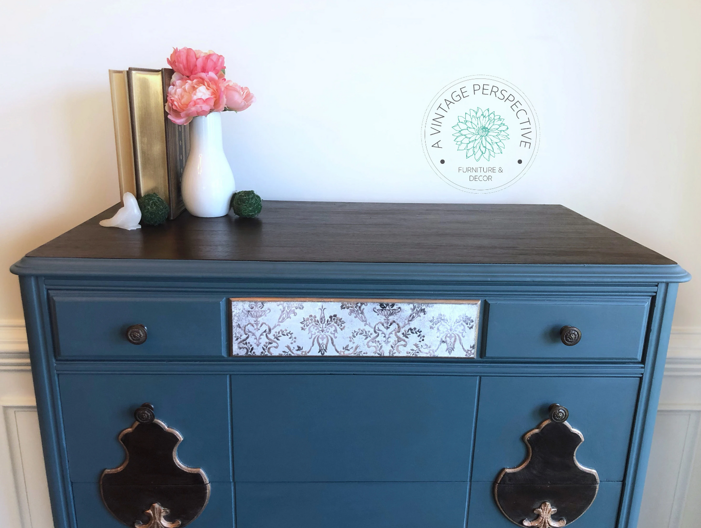 French Country Dresser | Shabby Chic Dresser | Vintage Chest of Drawers | Painted Tall Dresser | Blue Dresser | Antique Dresser