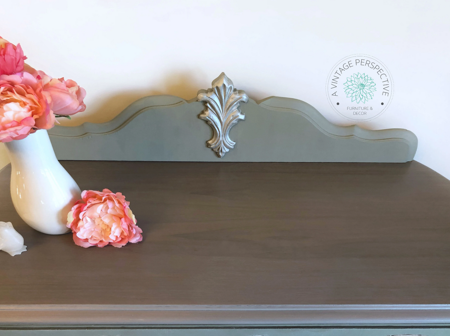 French Country Dresser | Shabby Chic Dresser | Vintage Chest of Drawers | Painted Tall Dresser | Green Floral Dresser | Antique Dresser