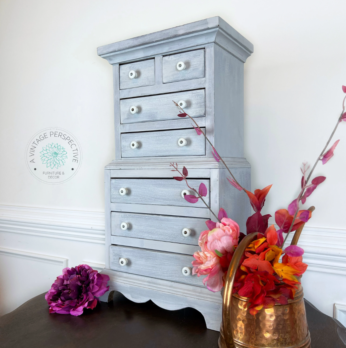 Vintage Tabletop Jewelry Box | Small Desktop Cabinet | Desktop Drawers | Antique Jewelry Box | Desktop Cabinet | Countertop Cabinet