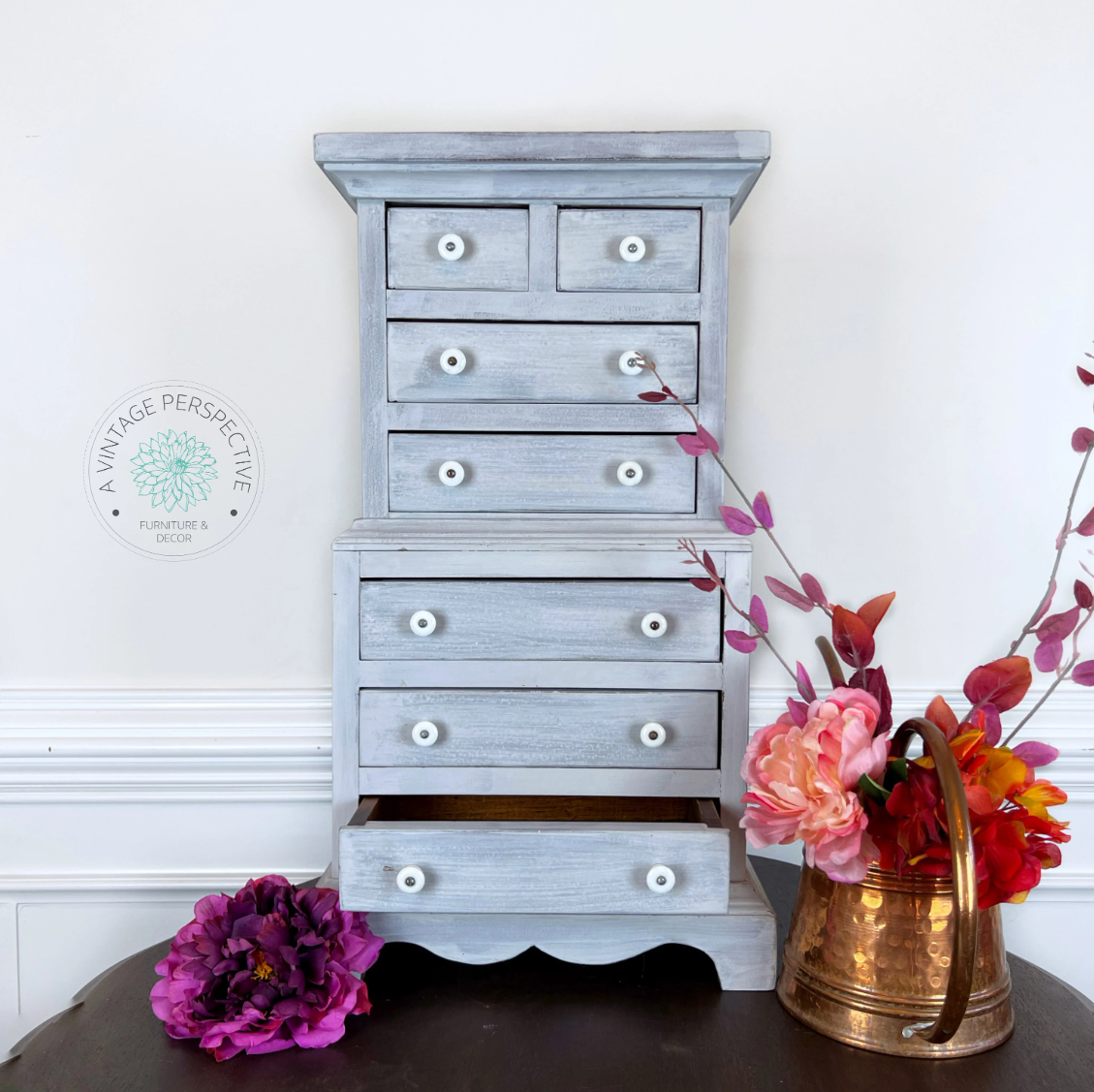 Vintage Tabletop Jewelry Box | Small Desktop Cabinet | Desktop Drawers | Antique Jewelry Box | Desktop Cabinet | Countertop Cabinet