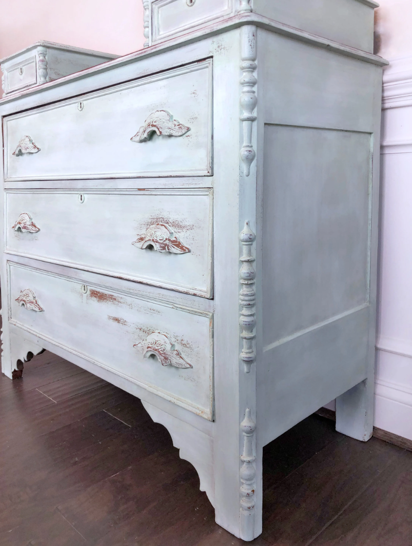 Antique Dresser with Mirror | Chest of Drawers | Bureau | French Country Dresser | Chippy Dresser | Vintage Mirrored Dresser
