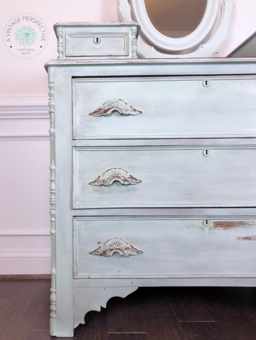 Antique Dresser with Mirror | Chest of Drawers | Bureau | French Country Dresser | Chippy Dresser | Vintage Mirrored Dresser
