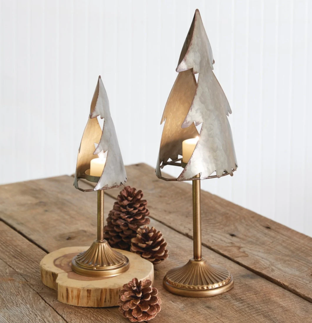 Galvanized Metal Christmas Tree Tea Light Holders | Christmas Tree Candle Holders | Industrial Christmas Tree Decorations | Rustic Christmas