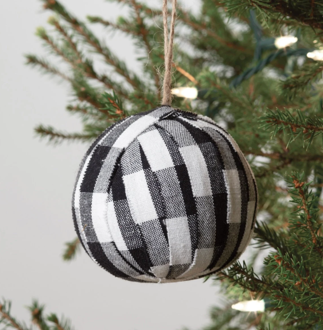 Set of 4 Buffalo Check Striped Ornaments | Fabric Christmas Tree Ornament | Decorative Fabric Tree Ornament | Fabric Holiday Tree Decoration