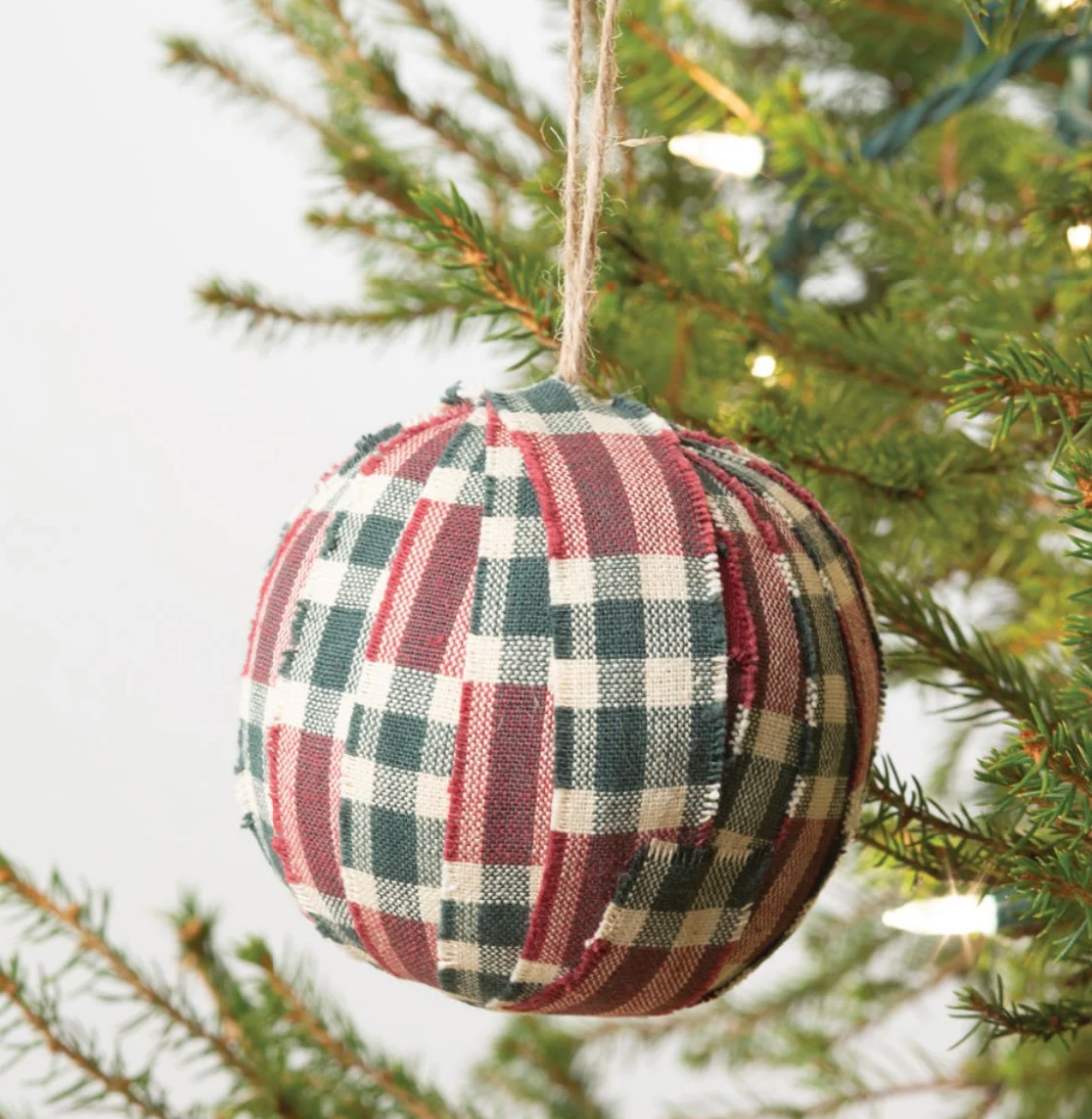 Set of 3 Christmas Plaid Ornaments | Fabric Christmas Tree Ornaments | Decorative Fabric Tree Ornament | Fabric Holiday Tree Decorations