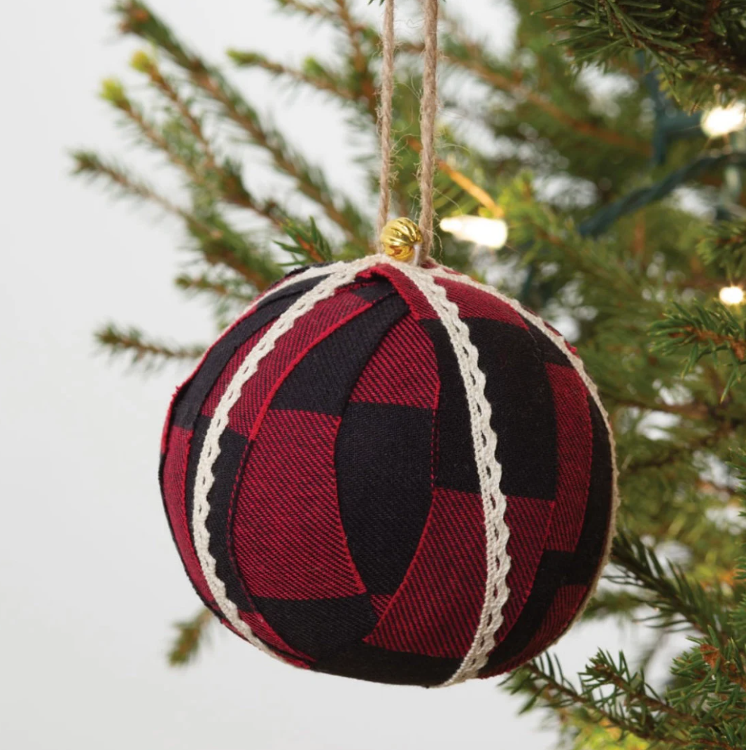 Set of 3 Buffalo Plaid Ornaments | Fabric Christmas Tree Ornaments | Decorative Fabric Tree Ornament | Fabric Holiday Tree Decorations