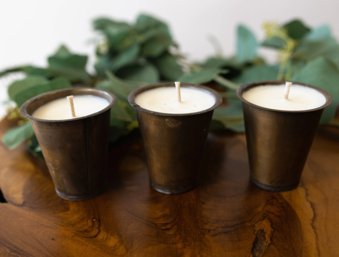 Sugar Mold Soy Candles | Rustic Tin Sugar Mold | Sweet Tobacco Candle | Sugar Mold Succulent Containers | Sealed Candle Safe Container