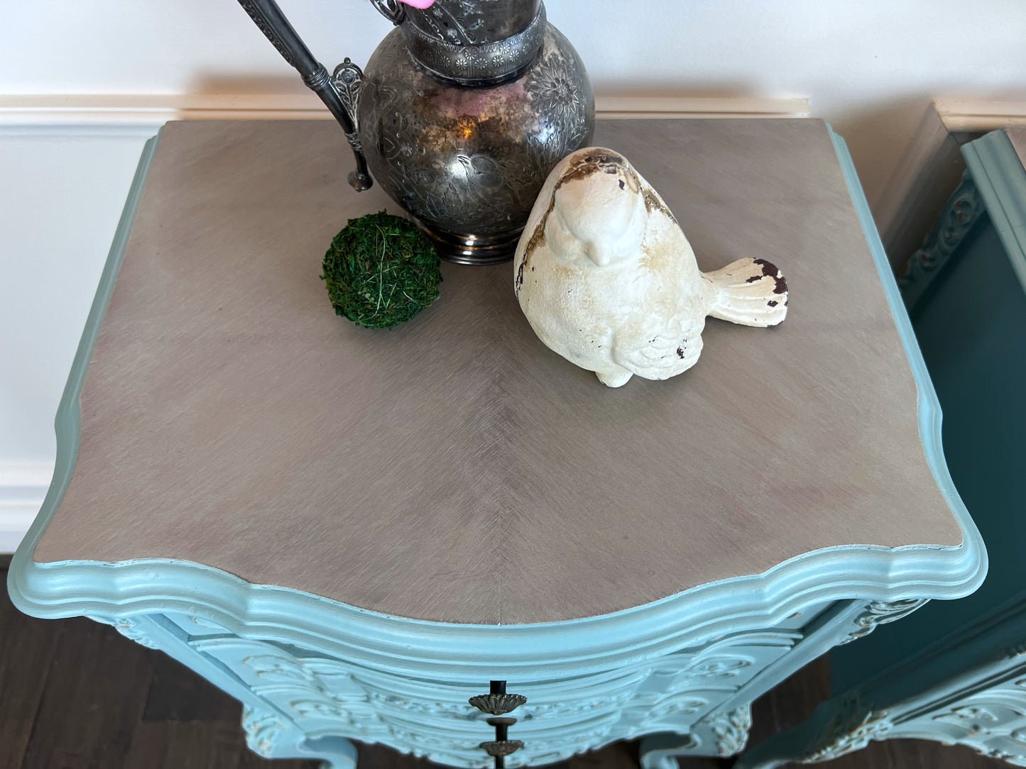 Antique French Provincial Nightstands | Shabby Chic Nightstands | French Country End Tables | French Antique Carved Nightstand Tables