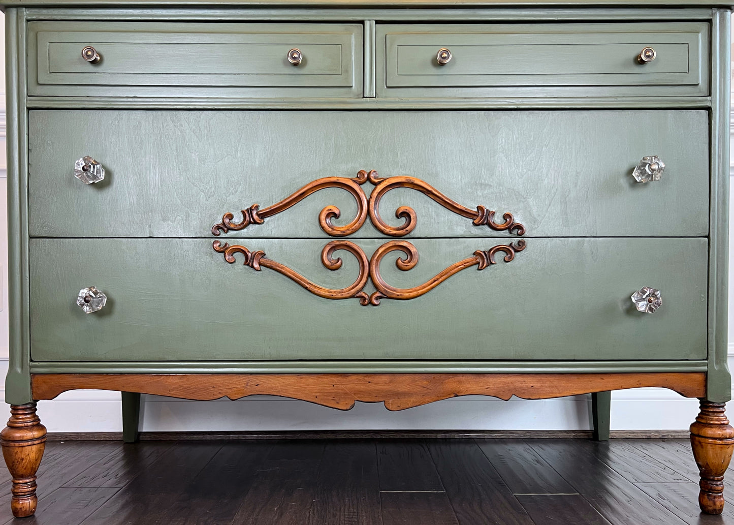 Antique Long Dresser | Vintage Dresser | Long Chest of Drawers | French Country Dresser | Shabby Chic Dresser | Vintage Floral Dresser
