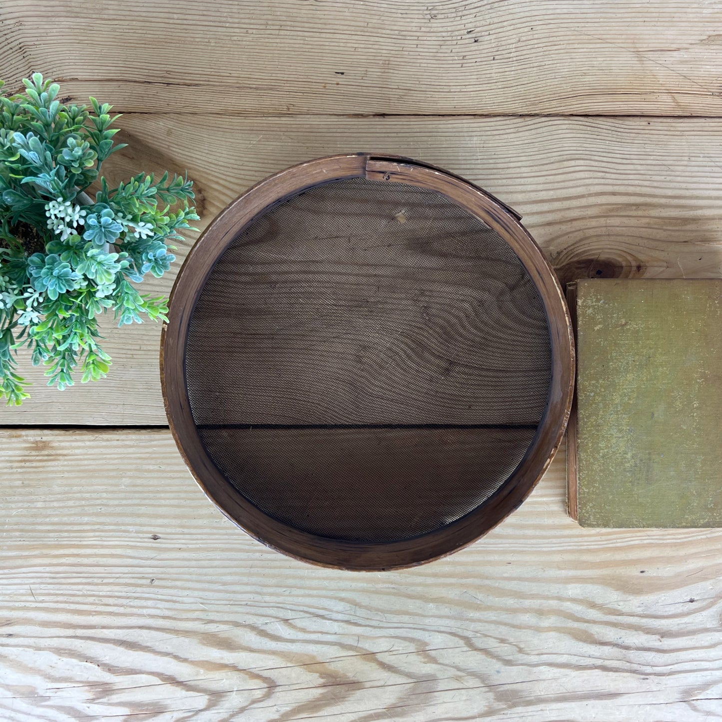 Primitive Grain Sifter | Antique Wooden Sieve | Round Antique Bentwood Grain Sieve | Primitive Round Bentwood Flour Sifter