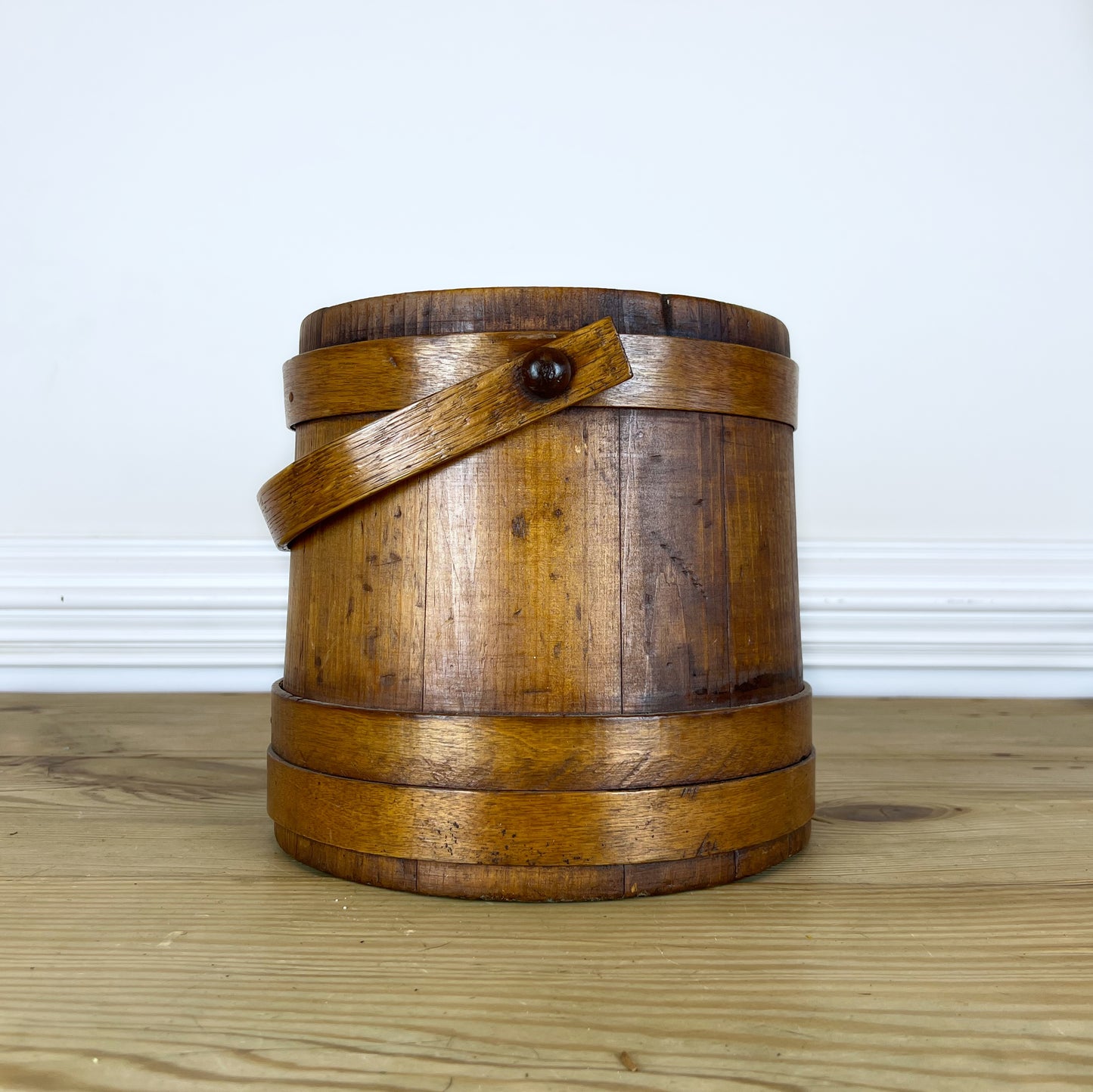 Antique Wooden Firkin Bucket | Primitive Firkin Wooden Sugar Bucket | 19th Century Wooden Firkin Bucket