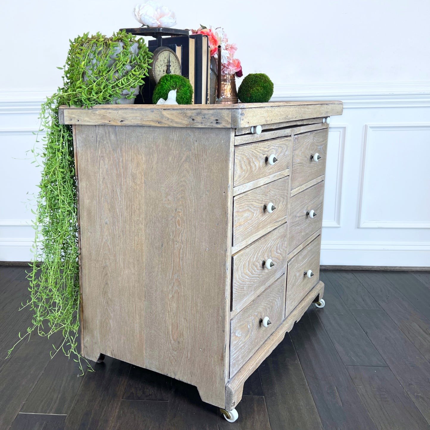 Antique Handmade Dry Sink | Antique Zinc-Lined Dry Sink | Industrial Chest of Drawers | Rustic Apothecary Cabinet | Antique Handmade Potting Table