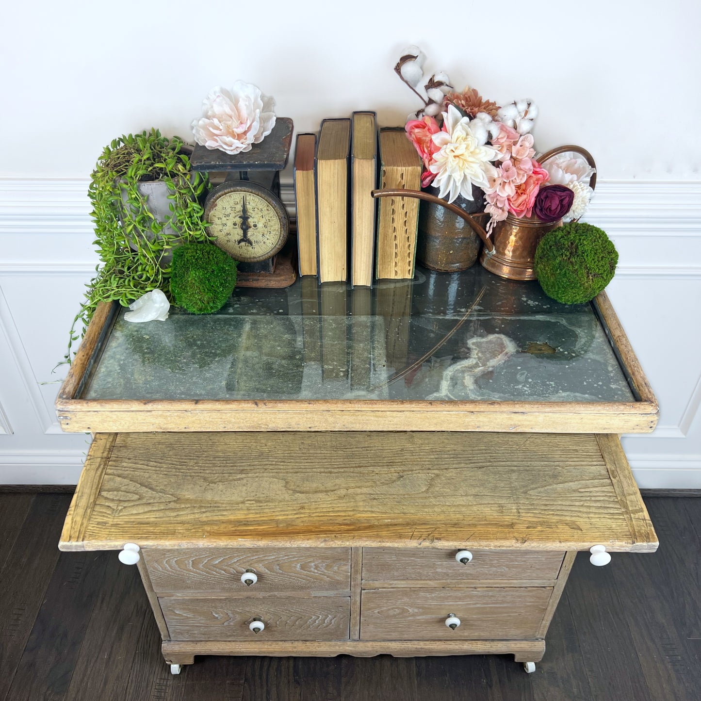 Antique Handmade Dry Sink | Antique Zinc-Lined Dry Sink | Industrial Chest of Drawers | Rustic Apothecary Cabinet | Antique Handmade Potting Table