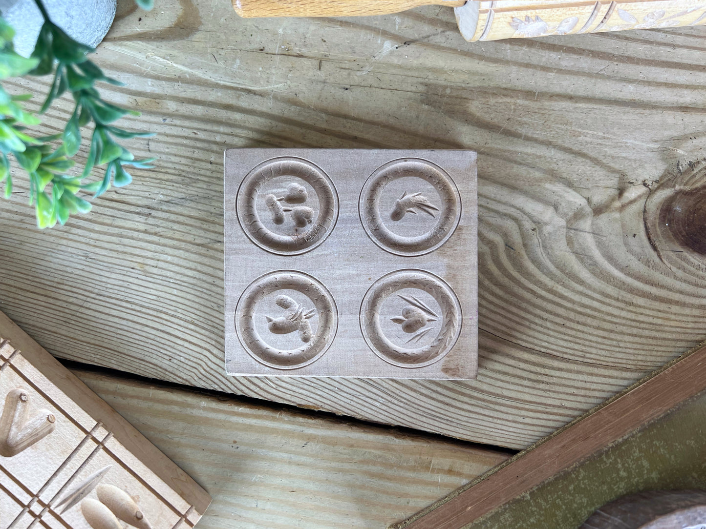 Vintage German Cookie Press | Vintage Chinese Wooden Mooncake Mold | Vintage Cookie Press | Wood Rolling Pin Cookie Press